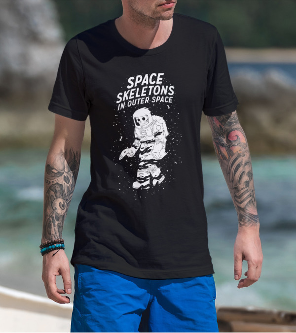 Space Skeletons In Outer Space Astronaut Galaxy Adventure T-Shirt