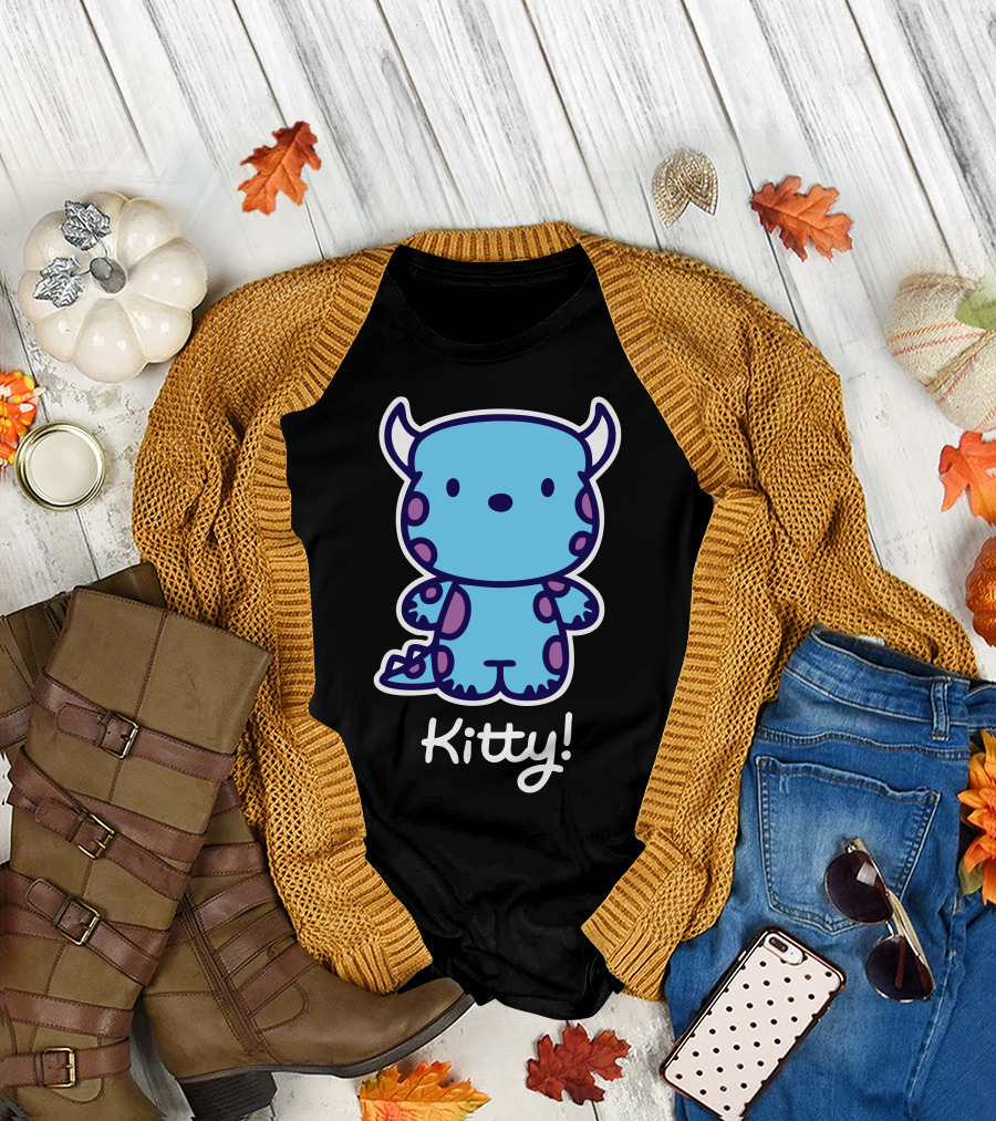 Kitty Sulley Cute Blue Horned Character T-Shirt