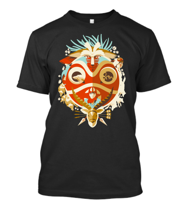 Princess Mononoke Mask And Forest Creatures - The Days Of Gods And Demons T-Shirt