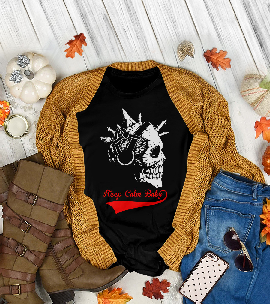 Keep Calm Baby Vintage Skull T-Shirt