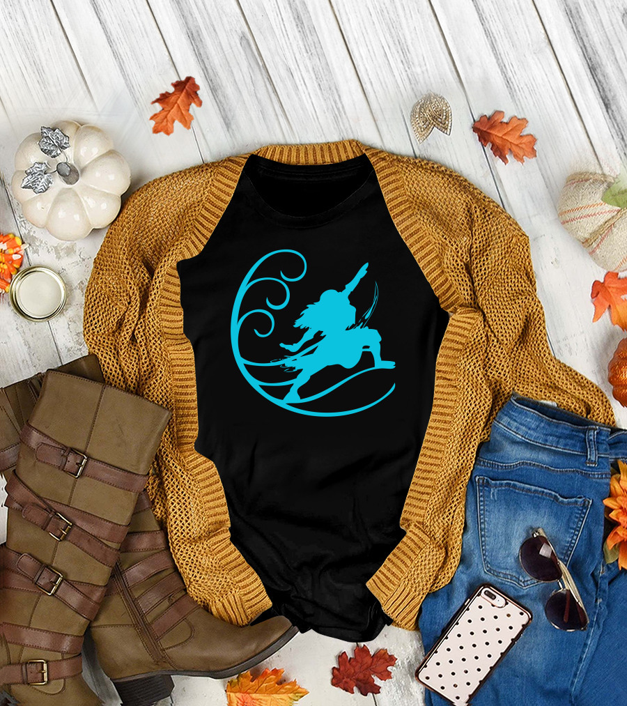 Avatar Waterbending Silhouette Surfing Waves T-Shirt