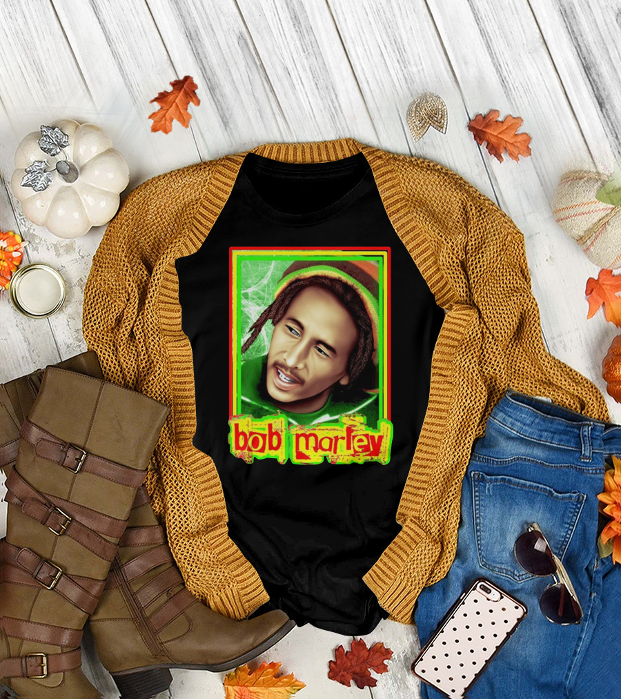 Bob Marley RastaReggae Vibrant Portrait Rasta Colors T-Shirt