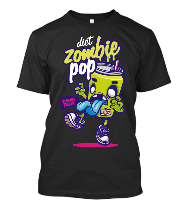 Diet Zombie Pop Sugar Free Cartoon Cup With Sneakers And Tongue Out T-Shirt