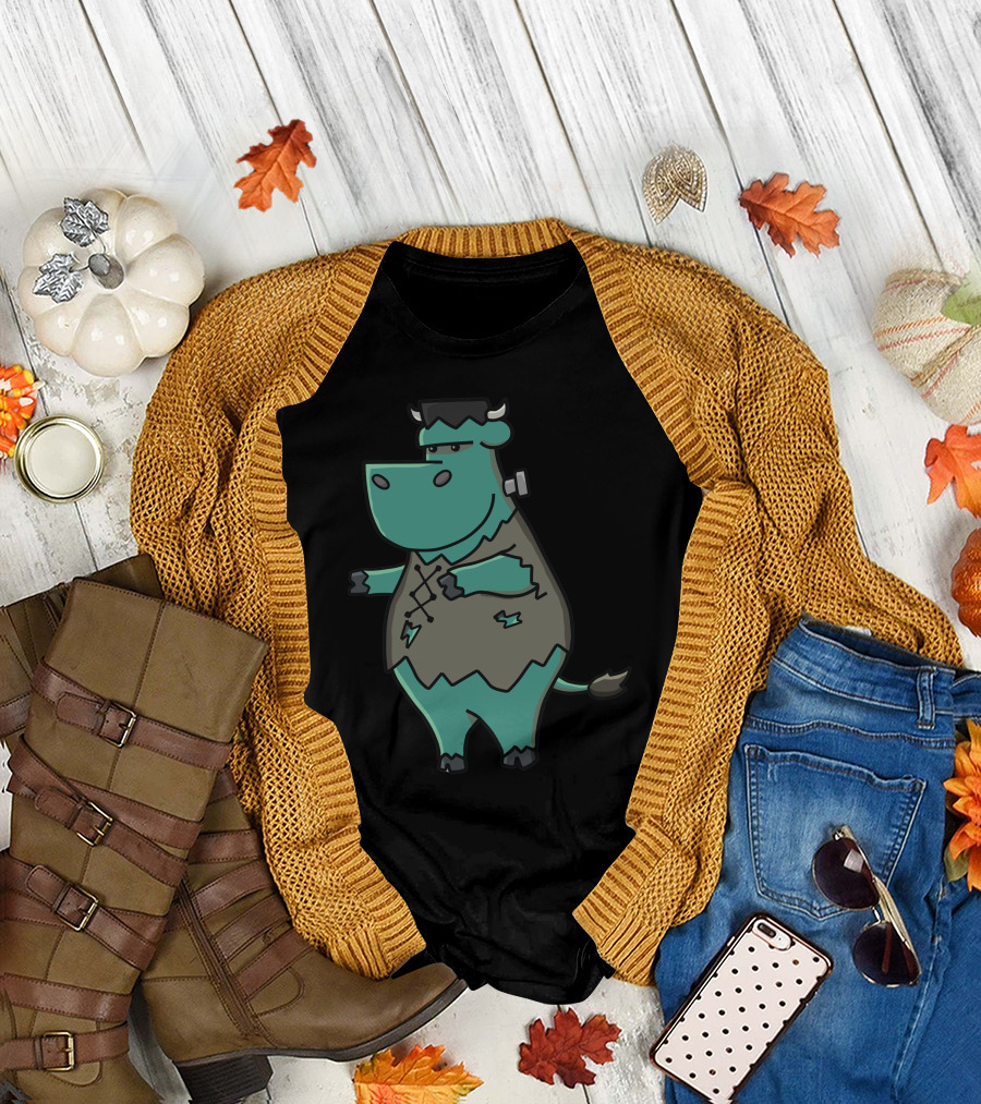 Frankencow Frankenstein Cow Cartoon T-Shirt