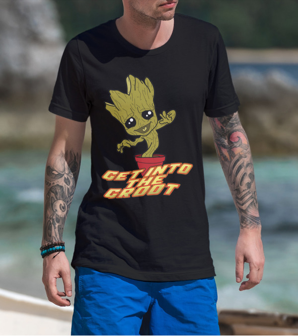 Get Into The Groot Guardians Of The Galaxy Cartoon Character Pot T-Shirt