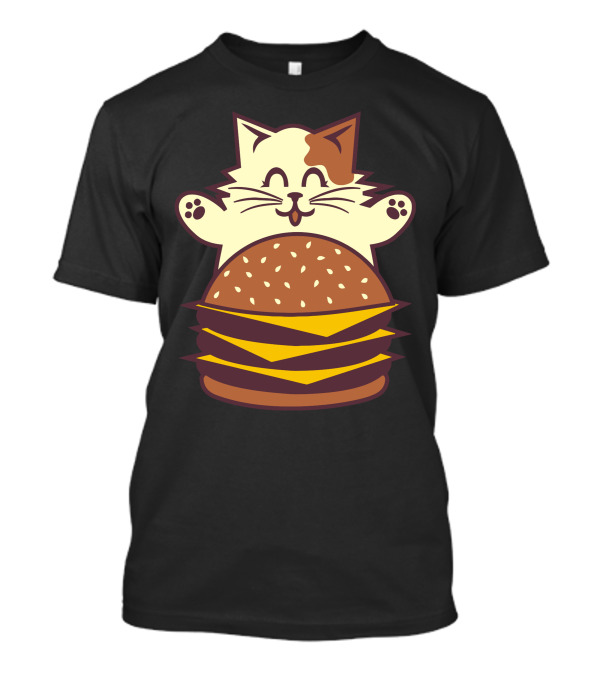 I Has Cheezburger Happy Cat Hugging Burger T-Shirt