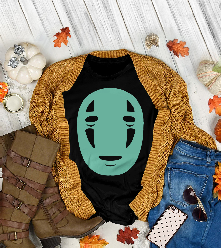 Kaonashi Mask Spirited Away No-Face Character Green T-Shirt