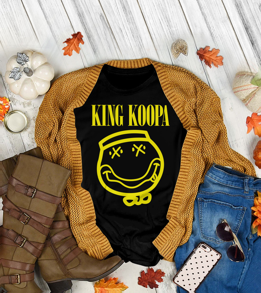 KING KOOPA Grunge Style Smiley Face with X Eyes T-Shirt
