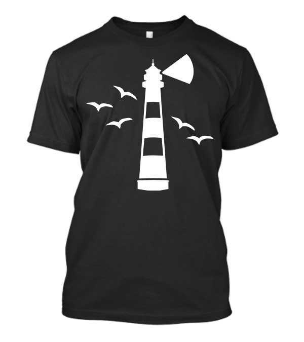 Lighthouse Beacon With Flying Seagulls T-Shirt