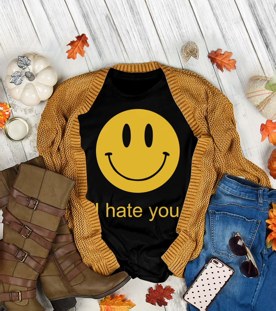 I Hate You Yellow Smiley Face T-Shirt