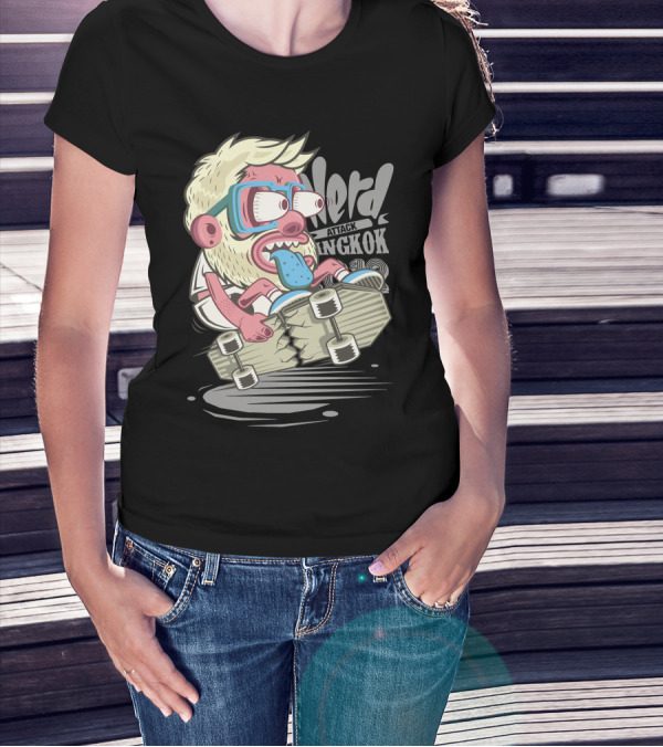 Nerd Attack Bangkok Skateboarding Monster T-Shirt