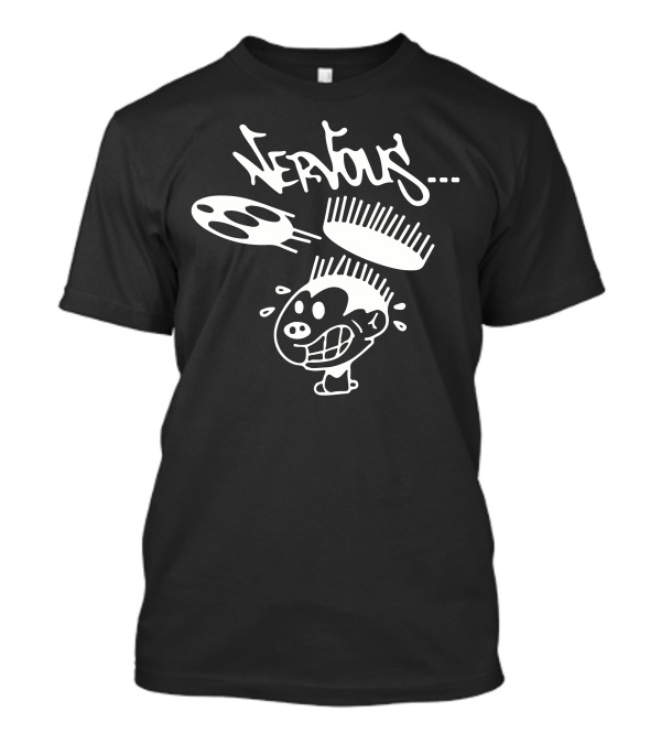 Nervous Records Cartoon Character With Comb And Sweat Animation T-Shirt