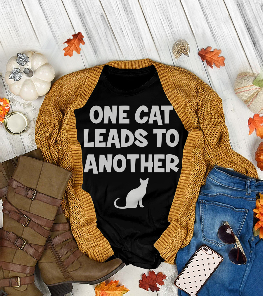 One Cat Leads to Another Pet Lover Girls T-Shirt