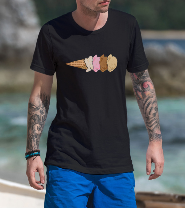 Quadruple Dip Tower Ice Cream Cone T-Shirt