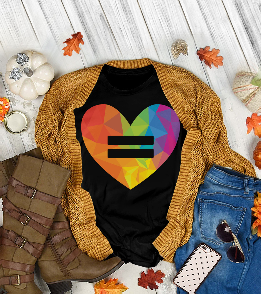 Rainbow Equality Geometric Heart T-Shirt