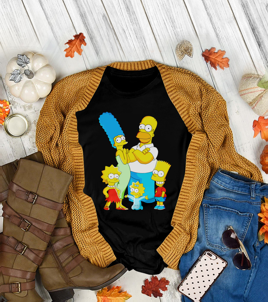 The Simpson Family Iconic Cartoon Characters T-Shirt