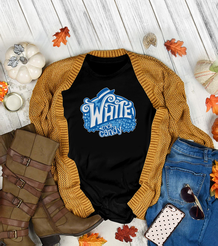 White Rock Candy Blue Bubbly Text T-Shirt