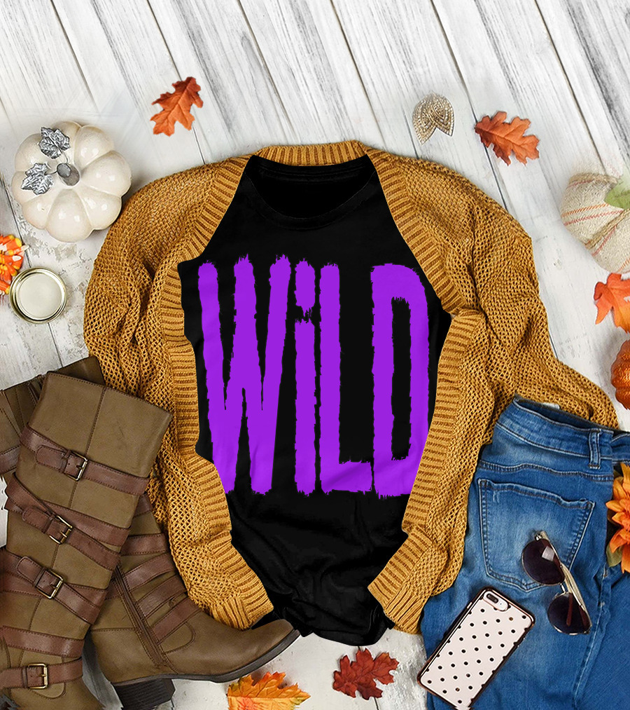 WILD Bold Rugged Purple Text T-Shirt