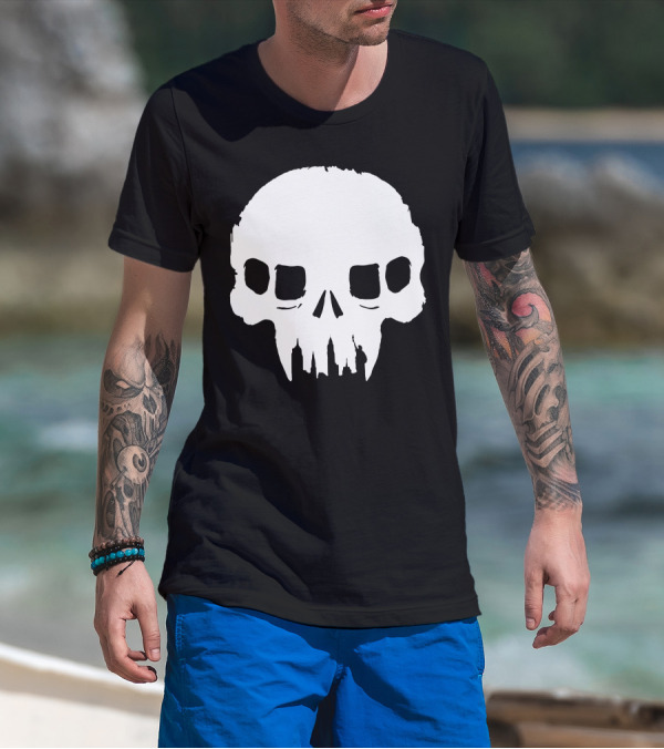 Resistance Skull Silhouette Cityscape Fusion T-Shirt