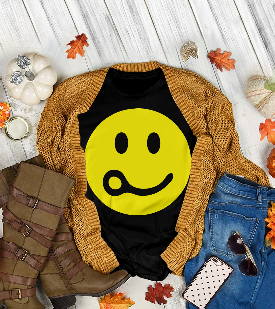Skydiving Face Yellow Smiley Tongue Out T-Shirt
