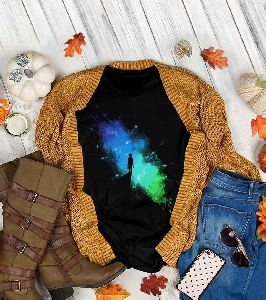 The Birthplace Of Inspiration Silhouette in Cosmic Color Burst T-Shirt