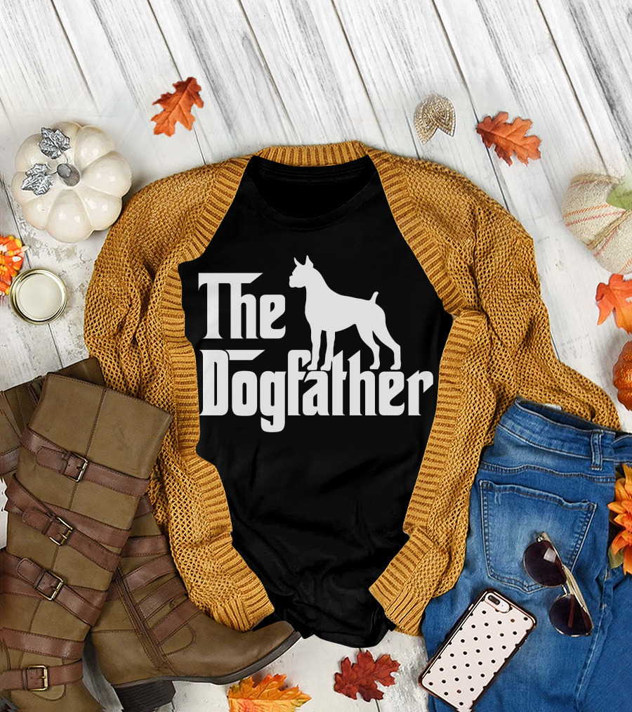 The Dogfather Boxer White Graphic Style Text with Boxer T-Shirt