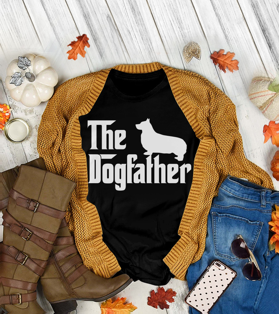 The Dogfather Pembroke Welsh Corgi Silhouette White T-Shirt