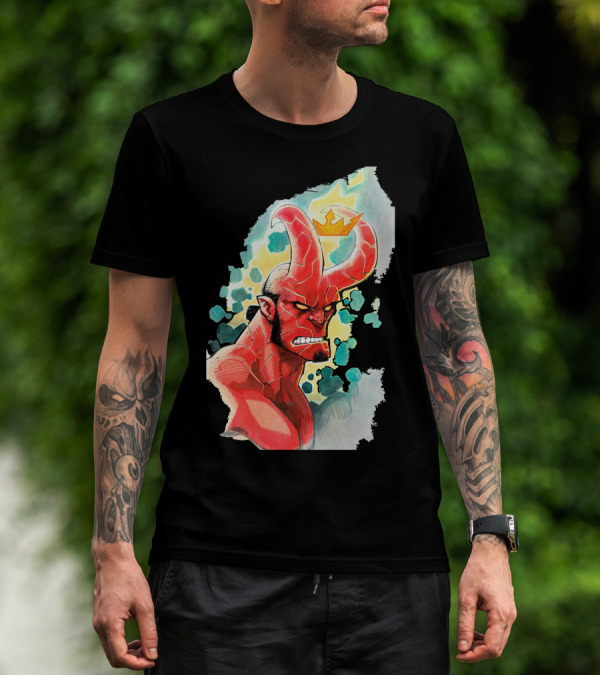 Anger Hellboy Crowned Fiery Rage T-Shirt