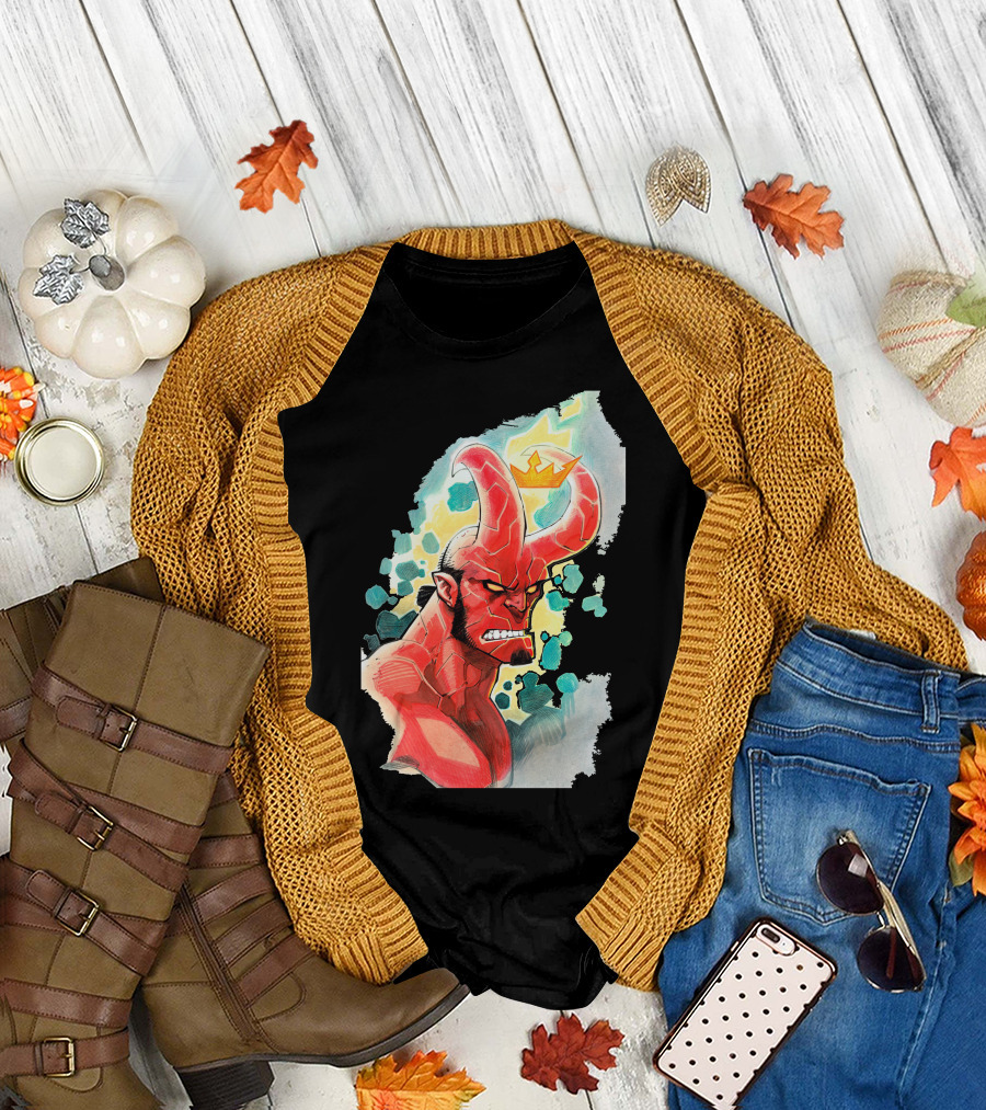 Anger Hellboy Crowned Fiery Rage T-Shirt