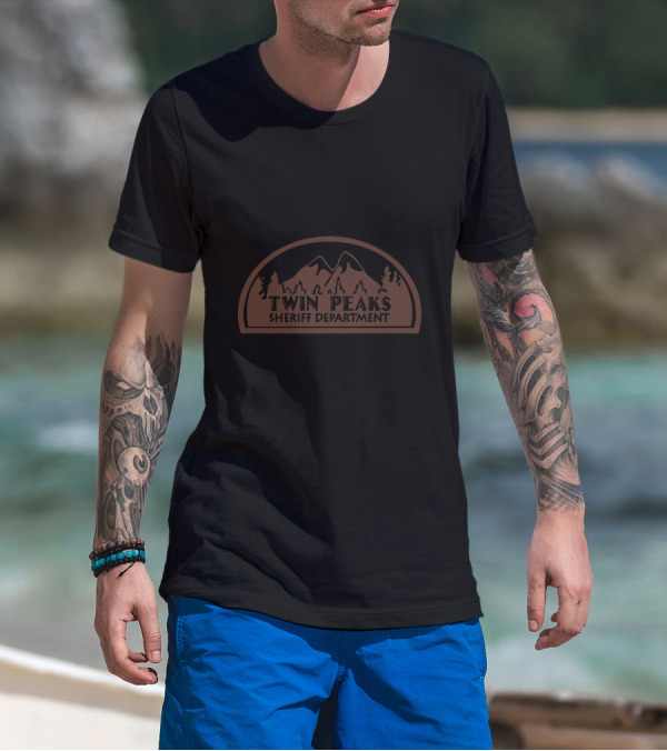 Twin Peaks Sheriff Department Emblem With Mountain And Trees T-Shirt