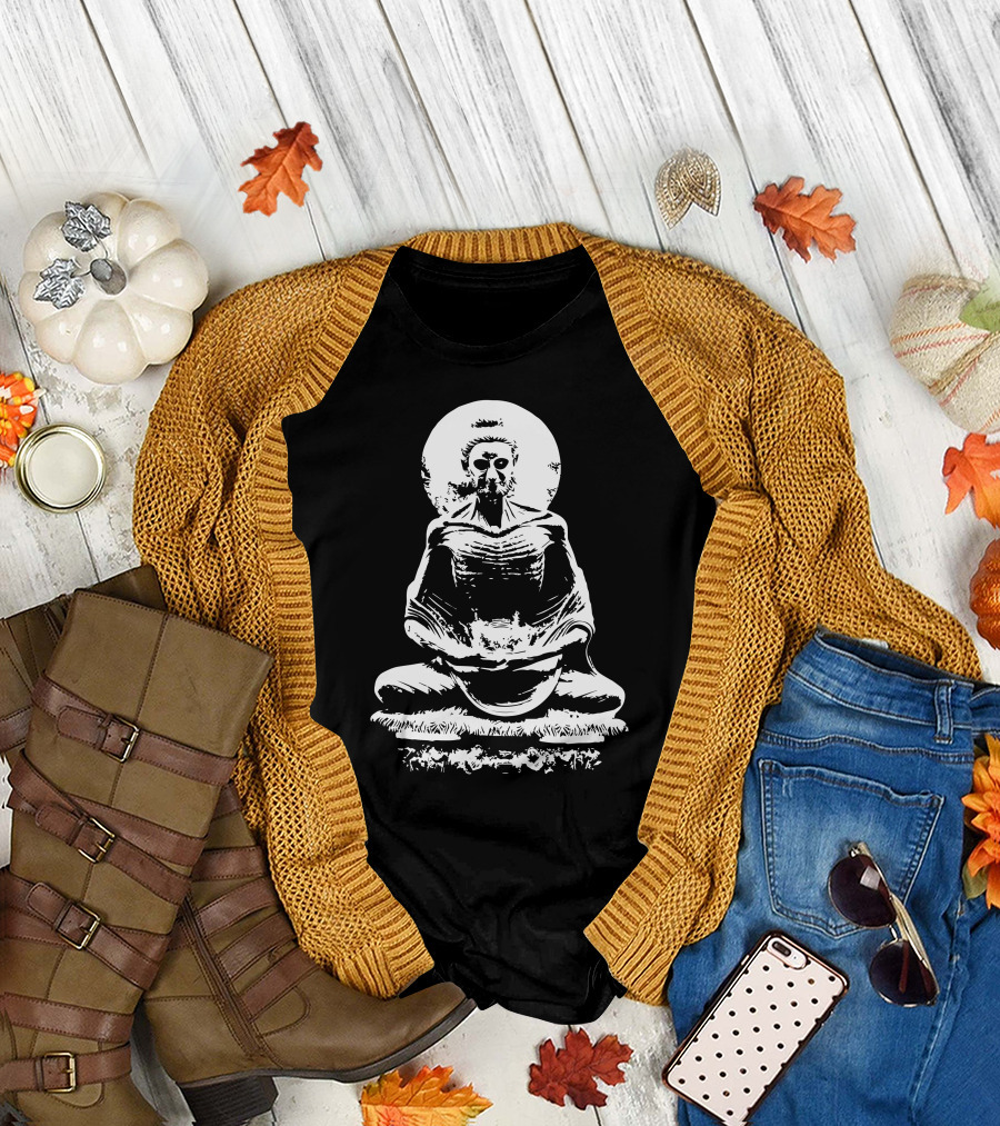 Fasting Buddha Meditation Silhouette with Halo T-Shirt