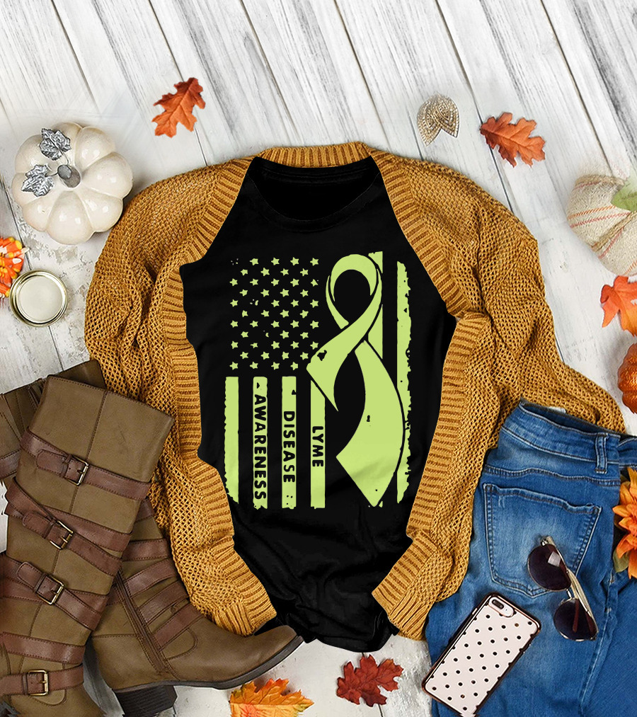 American Flag Lyme Disease Awareness T-Shirt