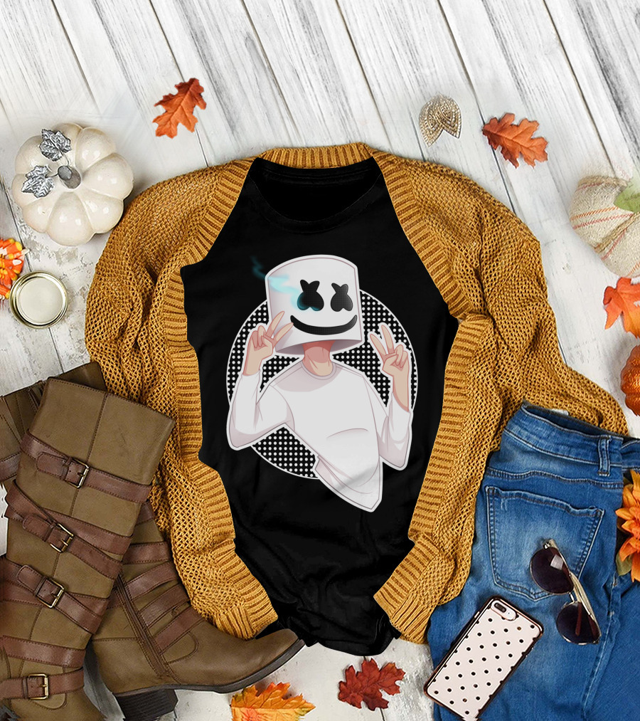Marsmello Peace Sign Cartoon Character T-Shirt