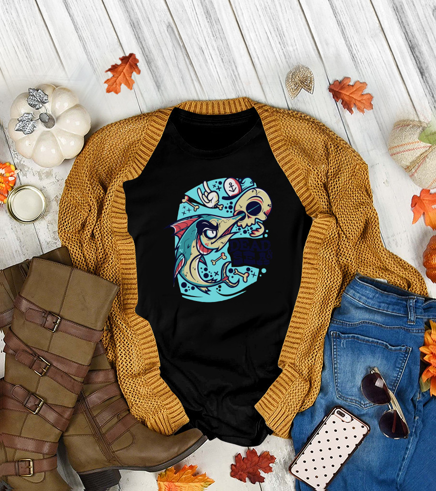 DEAD SEA Monster Fish Skeleton Anchor T-Shirt