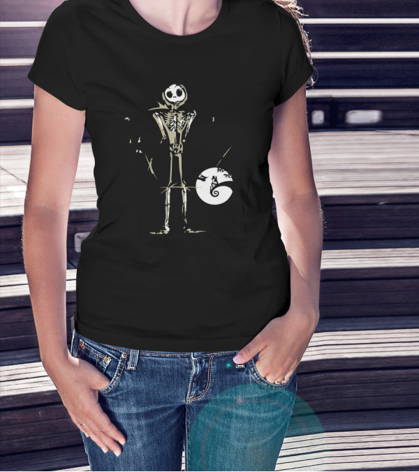 Skeleton Concept Ho Ho Black Cat Moon Nightmare Logic Zero House T-Shirt