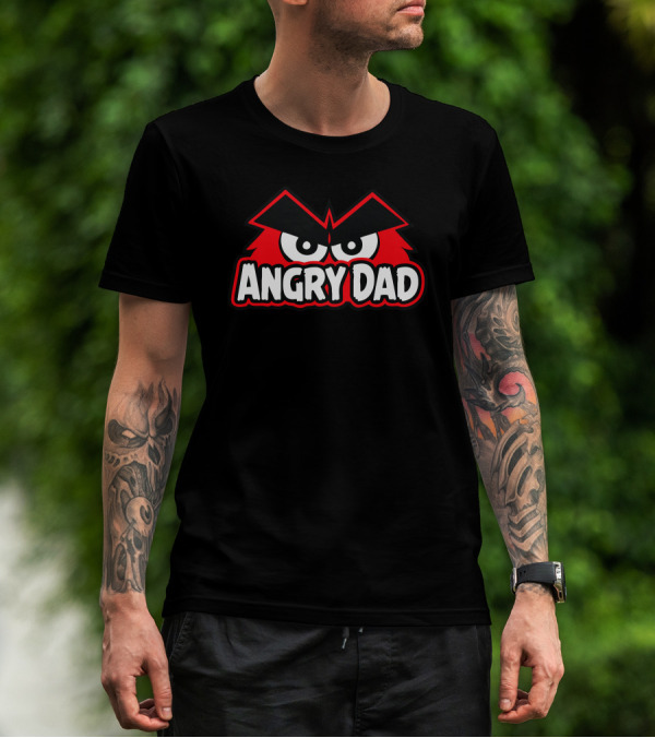 Angry Dad Red Angry Birds Style Eyebrows And Eyes T-Shirt