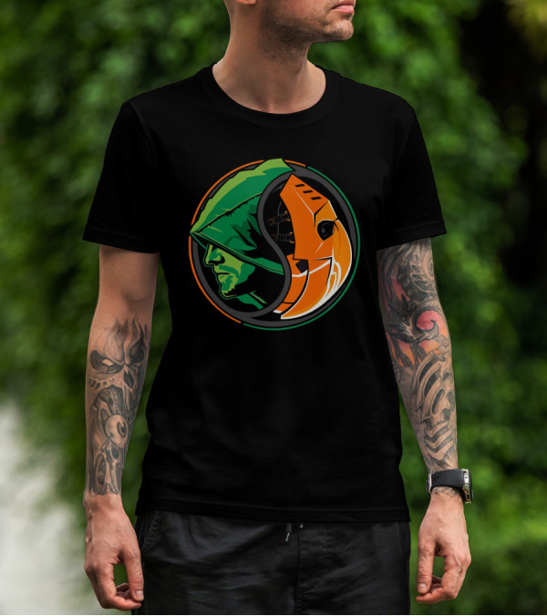 Arrow Slade Yin Yang Green Hood Orange Mask Circular T-Shirt