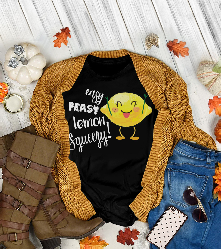 Easy Peasy Lemon Squeezy Happy Lemon Character T-Shirt