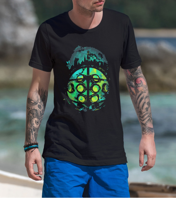 The Protector's Mask Bioshock Big Daddy Cityscape T-Shirt
