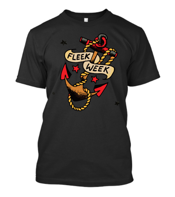 Fleek Week Anchor Nautical Tattoo Style With Red Stars And Rope T-Shirt