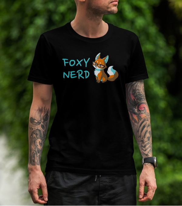 FOXY NERD Glasses Wearing Cartoon Fox Retro Look T-Shirt