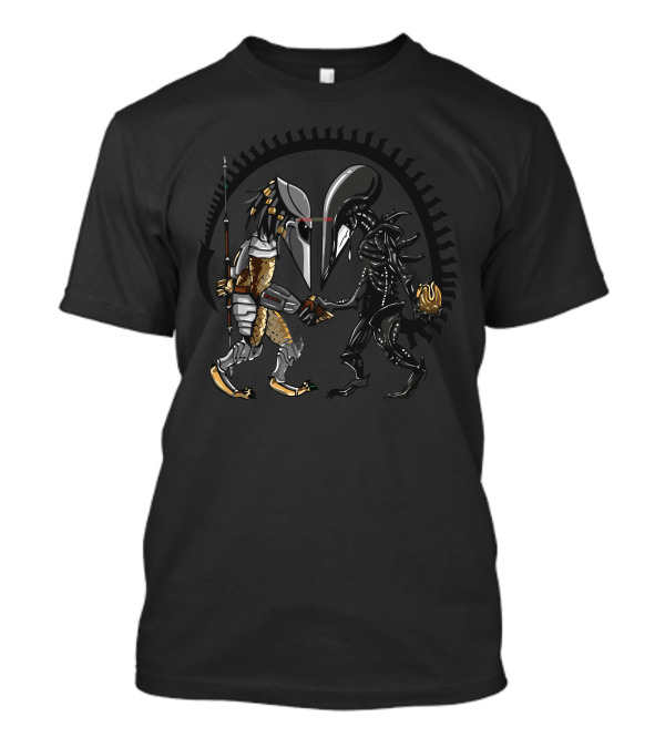 Hunter Vs Alien Shaking Hands In Epic Showdown T-Shirt
