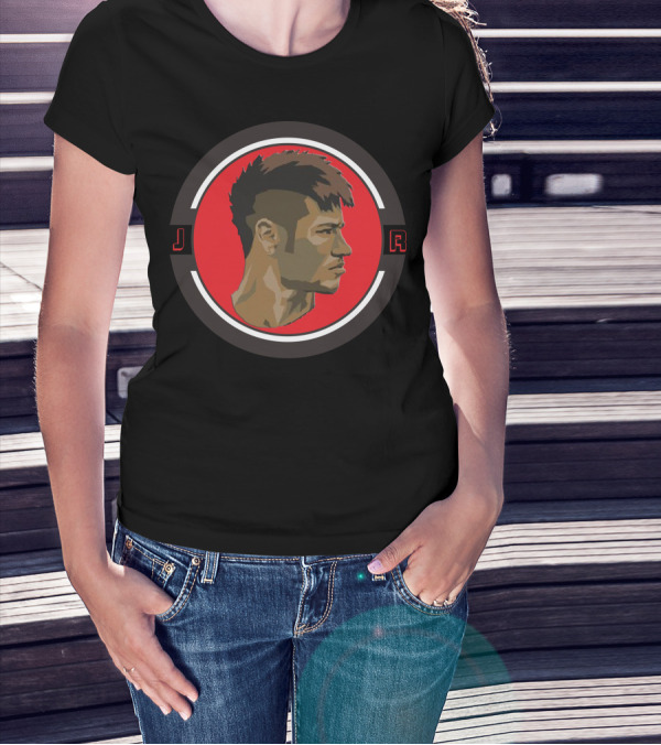 Jr Neymar Profile Graphic On Red Circle T-Shirt