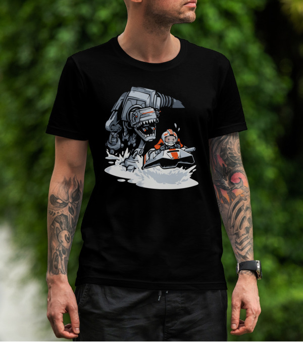 Jurassic Hoth AT-AT And Snow Speeder Chase T-Shirt