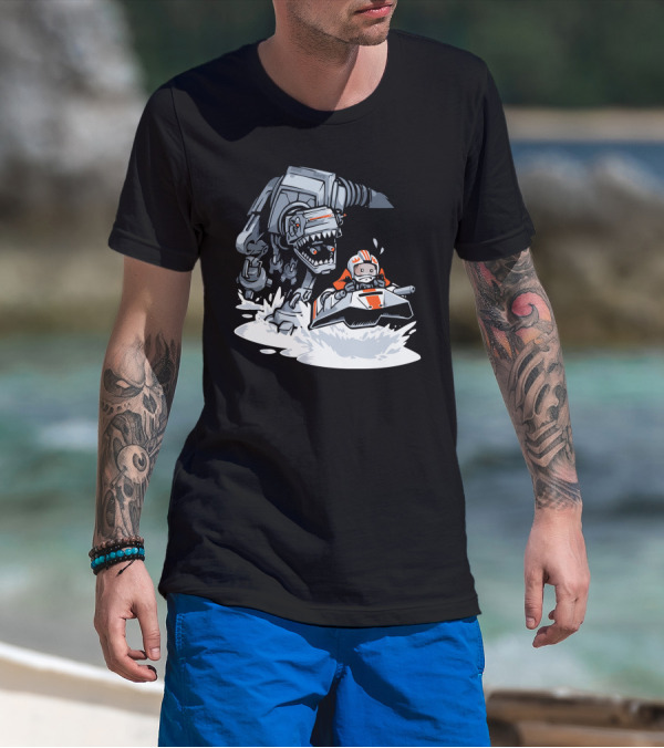 Jurassic Hoth AT-AT And Snow Speeder Chase T-Shirt