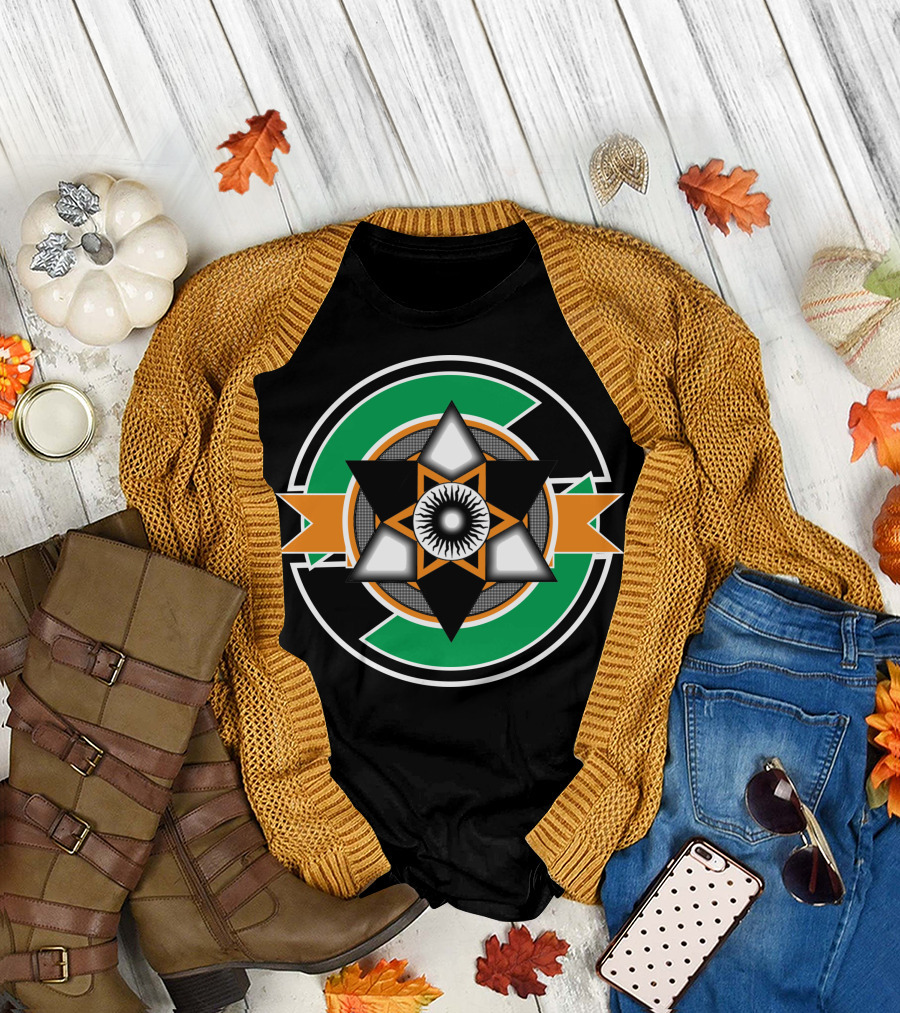 Led Eye Star Emblem with Green and Orange Circle T-Shirt