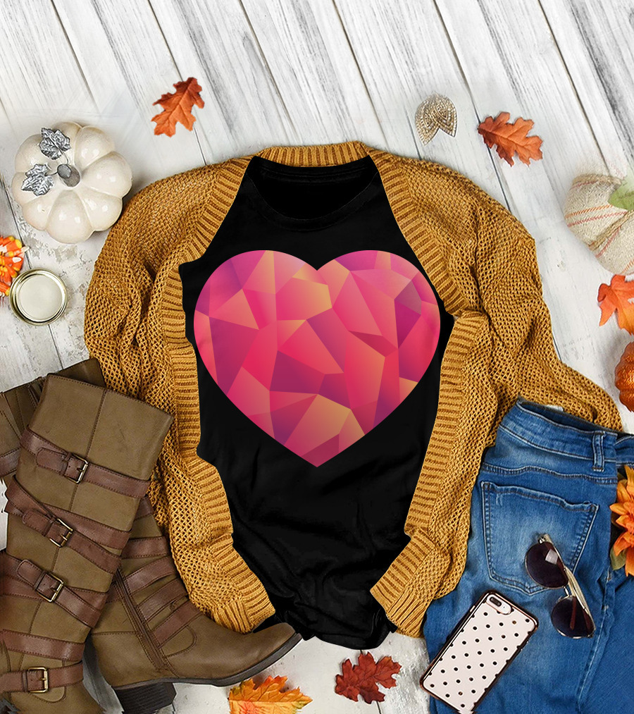 Love Geometric Heart Polygon T-Shirt