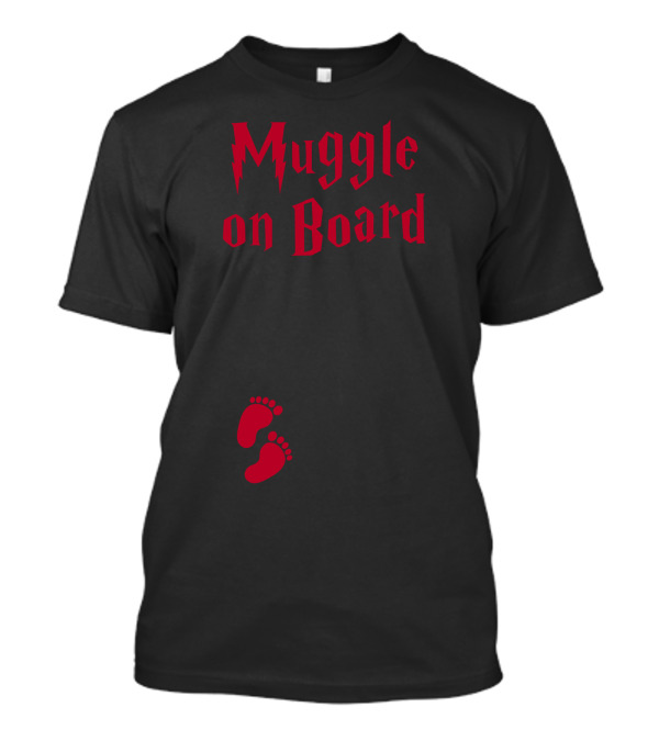 Muggle On Board Red Text And Footprints T-Shirt