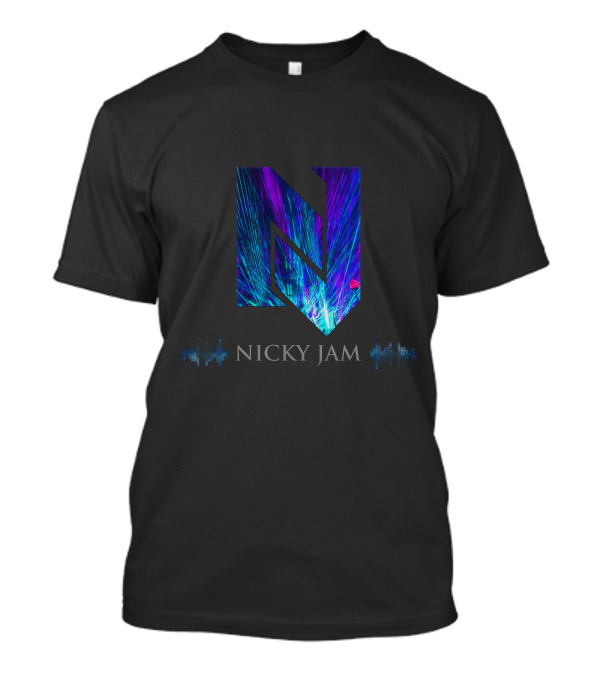 Nicky Jam Neon Light Burst Initial Sound Waves T-Shirt