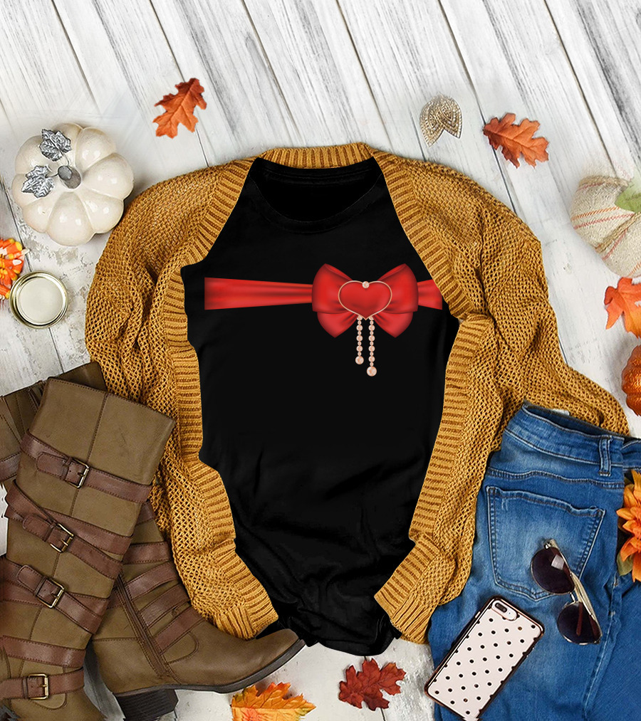 Heart Bow Elegance with Pearl Accents T-Shirt
